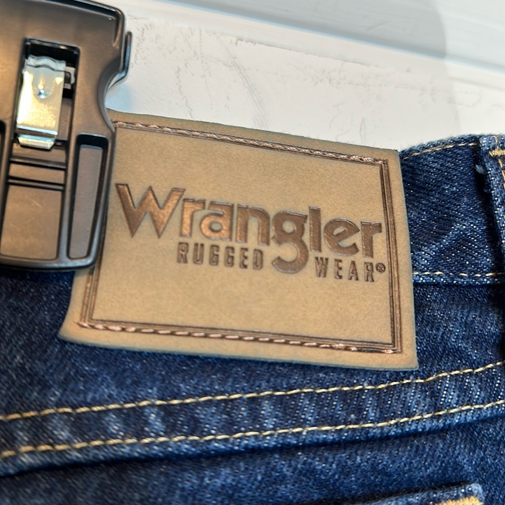 Wrangler Rugged Wear Cotton Stretch Flex Denim Blue Jeans 48x30 - Picture 10 of 11